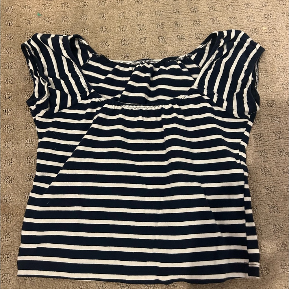 brandy melville navy striped scrunch cropped tee